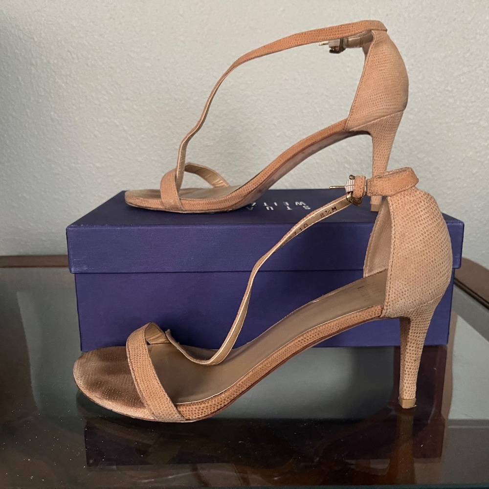 Stuart Weitzman Nude Heels with Strap
